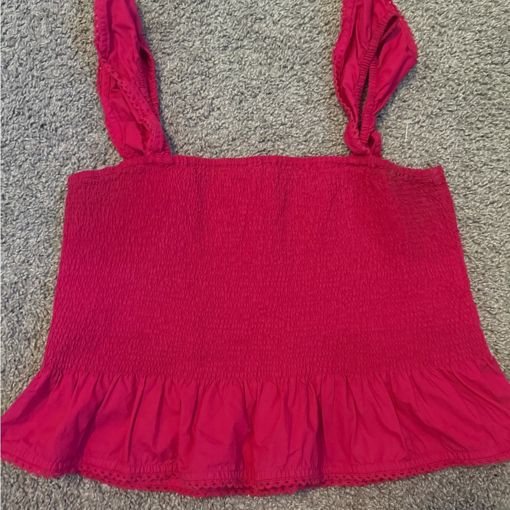 Women's hot pink Smocked Top
